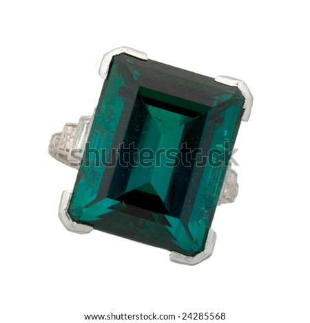 Massive Emerald Ring isolated on white