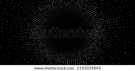 Abstract wireframe tunnel. Vector black wormhole. 3D portal grid. Futuristic fantasy funnel.