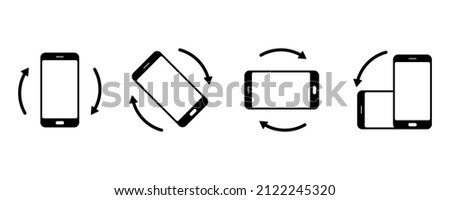 Rotate smartphone icons set. Horizontal and vertical rotation smartphone. Device rotation sign. Turn your phone. 