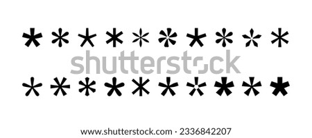 Set of asterisk vector icons. Black grammar star icon. Vector 10 Eps.