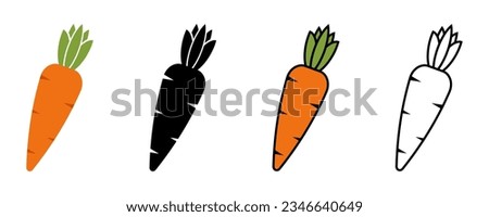 Set of carrots vector icons. Orange and black fresh carrot. Vegetarian and healthy food. Vector 10 Eps.