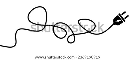 Electric plug vector icon on white background. Electrical cord or cable. Electric power. Vector 10 EPS.