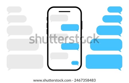 Chatting in smartphone. Send or receive sms on app. Speech bubble message on phone.