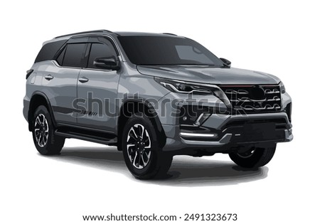 Luxury premium realistic suv mpv cross coupe sport colour grey elegant new 3d 4wd 4x4 car urban vrz trd gr power style model work art model vector isolated fast body auto rush road land
