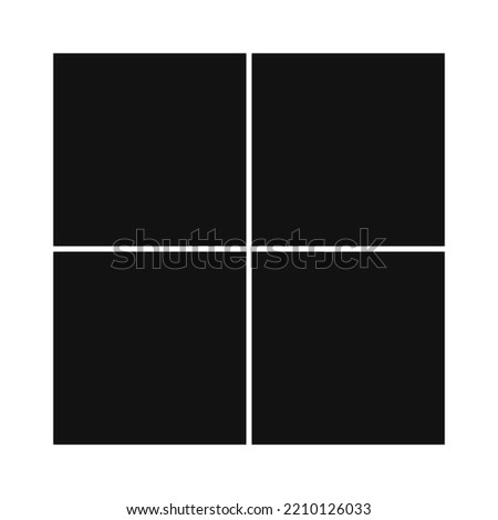 Four black empty squares. 4 squares pattern mock up. Filled frames template vector