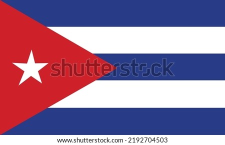 Vector illustration of the official flag of Cuba. The national flag of Cuba consists of five alternating stripes and a red equilateral triangle at the hoist, within which is a white five-pointed star