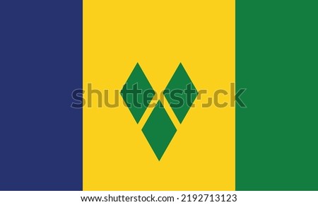 Vector illustration of the official flag of saint vincent and the grenadines. The national flag of saint vincent and the grenadines is a Canadian pale triband with three green diamonds at the center.
