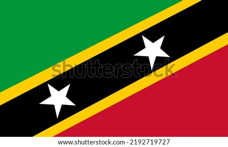 Vector illustration of the official flag of Saint Kitts and Nevis. The national flag of Saint Kitts and Nevis consists of a yellow-edged black band containing two white stars. 