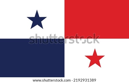 Vector illustration of the official flag of Panama. The Panamanian flag national flag consists of a quartered white-red-blue-white national flag with two five-pointed stars, one blue and one red