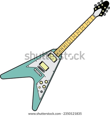 flat line color electric guitar flying v
