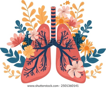 Healthy lungs breathwork vector illustration