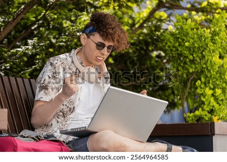 Similar – Image, Stock Photo angry Caucasian Sunglasses