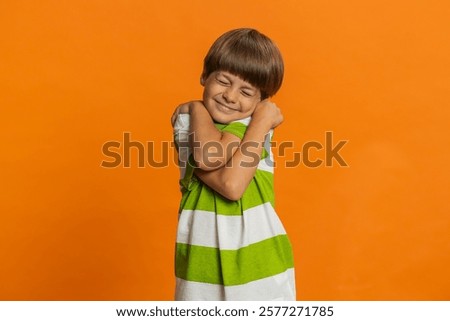 Similar – Image, Stock Photo happy kid spreading hands up,background blur