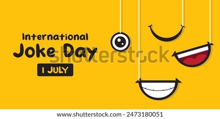 International Joke Day. Mouth, eye and more. Great for cards, banners, posters, social media and more. Yellow background.