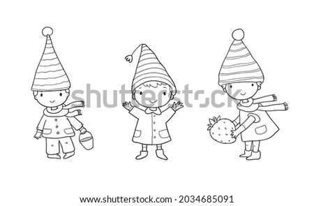 Cute cartoon gnomes . Forest elves. Little fairies Stockfoto © 