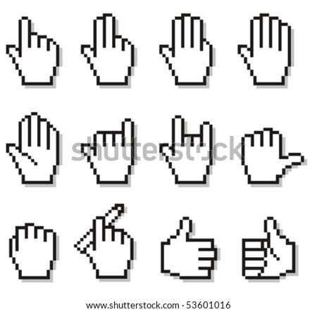 stock vector set of unusual pixelated hand icons 53601016