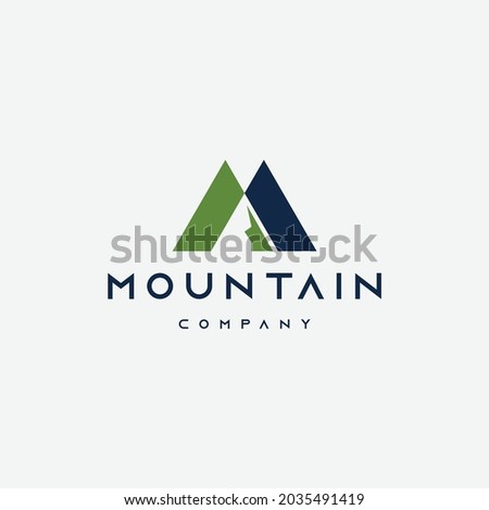Simple letter M mountain logo design template