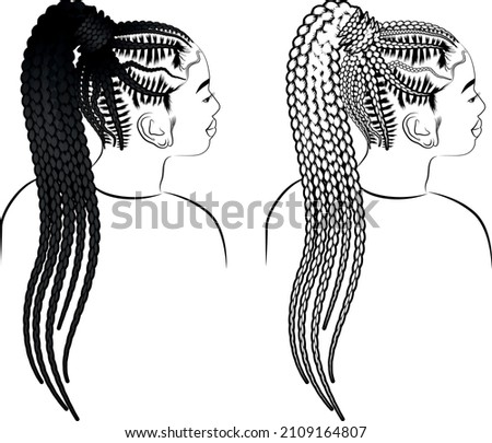 African women braids hair black vector illustration Foto stock © 