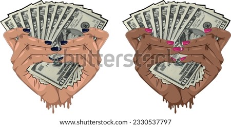 women hand hold money dollor brown skin tone white skin tone nails hand pretty hand 