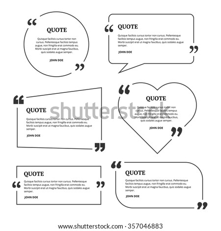 Quotation Mark speech bubble blank template with black color