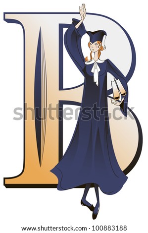 A girl in a gown and cap BA against capitalized