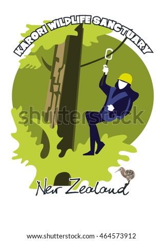 vector sign for the brochure of the relic forest reserve. New Zealand