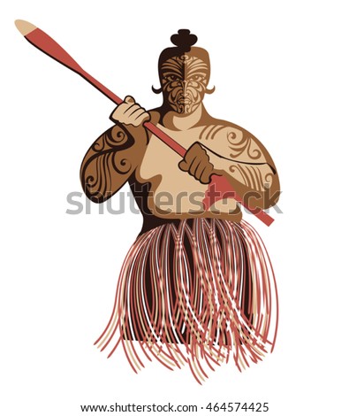 The vector image of the historical warrior Maori tribe. New Zealand