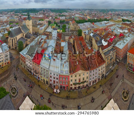 view of the city Lviv. Birds eye view. Panorama