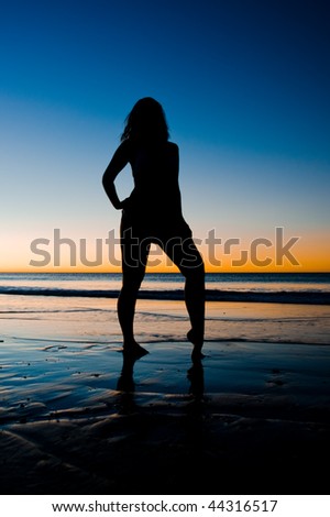 Silhouette of model on beach