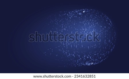 Spherical shape with many glowing particles. Big data transfer. Technology background concept. Vector