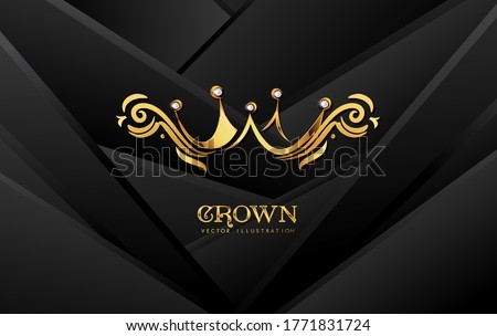 Tech geometric minimal Abstract illustration bright black color strip pattern luxury with gold Vector illustration design.Cool strip wave poster element. Modern bright colors with golden crown Photo stock © 