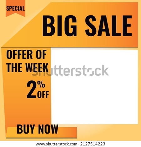 2% off. Orange and yellow. Folded paper style. Bottomless. ideal for promotions and offers