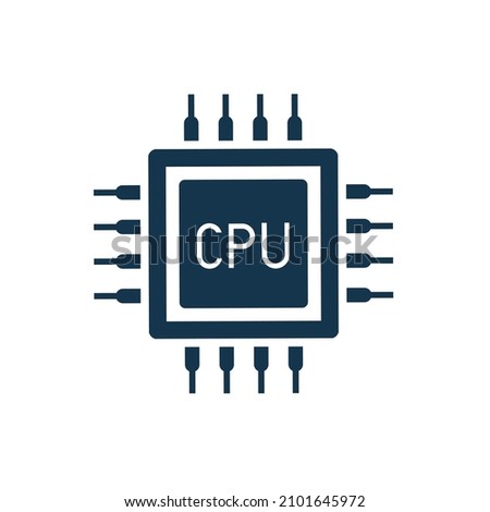 cpu icon.  flat symbol of a processor on a white background.