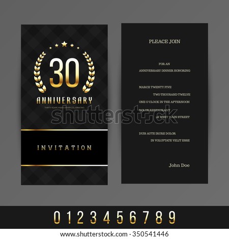 Anniversary 5th, 10th, 20th, 30th, 40th, 50th, 60th invitation card.