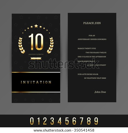 Anniversary 5th, 10th, 20th, 30th, 40th, 50th, 60th invitation card.