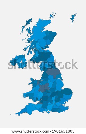 Detailed vector map country The United Kingdom isolated on background. The Great Britain template, report, infographic, backdrop. Europe England nation pattern or silhouette sign concept. UK islands.