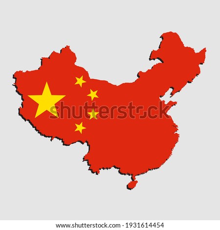 Creative vector China country border outline map made flag isolated on background. East country template for pattern, report, infographic, banner. Asia nation silhouette sign concept.