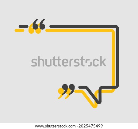 Quote speech bubble. Empty frame for messages, citation. Pattern frames for information message. Quote form motivation inspiration Vector text in brackets. Rectangle form