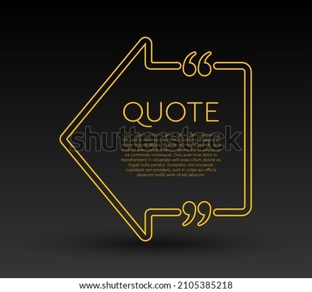 Quote speech bubble. Empty frame for messages, citation. Pattern frames for information message. Quote form motivation inspiration Vector text in brackets. Arrow left frame