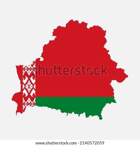 Vector map Belarus made national flag isolated on background. Template Europe creative state flag for design, illustration, pattern, report, infographic, backdrop. Concept symbol of the Belarus