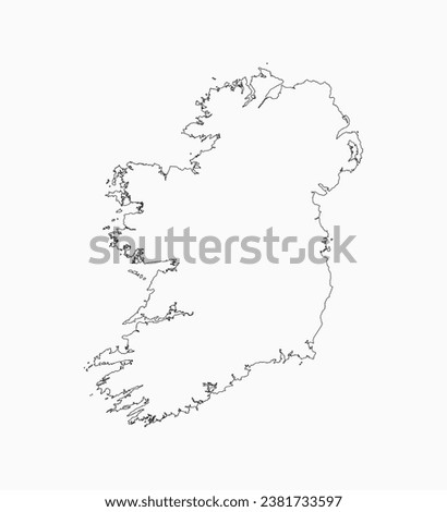 Detailed vector map Ireland - border, frontier, boundary country - isolated on background. Template Europe outline country for pattern, report, infographic, backdrop. Silhouette of the map Ireland
