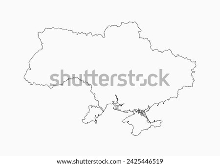 Detailed vector map Ukraine - border, frontier, boundary country - isolated on background. Template Europe outline country for pattern, report, infographic, backdrop. Silhouette of the map Ukraine