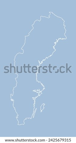 Detailed vector map Sweden - border, frontier, boundary country - isolated on background. Template Europe outline country for pattern, report, infographic, backdrop. Silhouette of the map Sweden