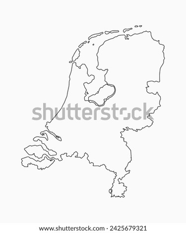 Detailed vector map Netherlands - border, frontier, boundary country - isolated on background. Template Europe outline country for pattern, report, infographic, backdrop. Silhouette of map Netherlands
