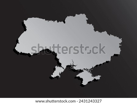 Vector map Ukraine made silver style isolated in the background. Template Europe creative gold metal for design, illustration, pattern, report, infographic, backdrop. Concept symbol of the map Ukraine