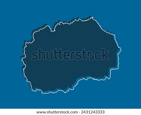 Detailed vector map North Macedonia - border, frontier, boundary country - isolated on background. Template Europe outline country for pattern, report, infographic. Silhouette of the map Macedonia