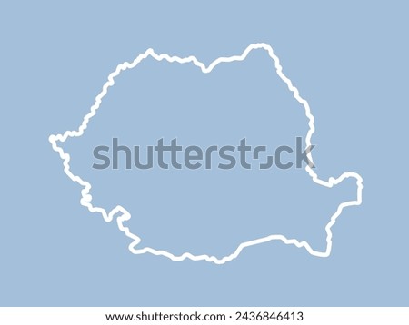 Detailed vector map Romania - border, frontier, boundary country - isolated on background. Template Europe outline country for pattern, report, infographic, backdrop. Silhouette of the map Romania