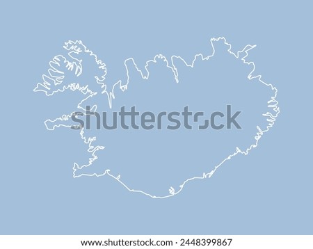 Detailed vector map Iceland - border, frontier, boundary country - isolated on background. Template Europe outline country for pattern, report, infographic, backdrop. Silhouette of the map Iceland