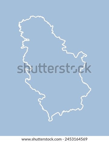Detailed vector map Serbia - border, frontier, boundary country - isolated on background. Template Europe outline country for pattern, report, infographic, backdrop. Silhouette of the map Serbia