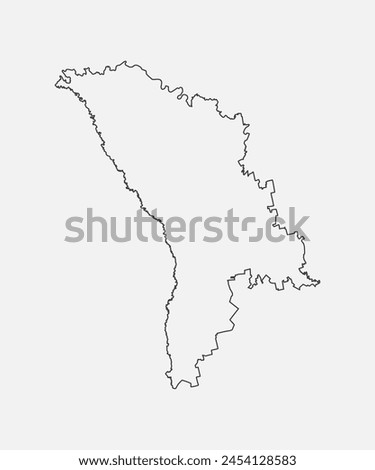 Detailed vector map Moldova - border, frontier, boundary country - isolated on background. Template Europe outline country for pattern, report, infographic, backdrop. Silhouette of the map Moldova